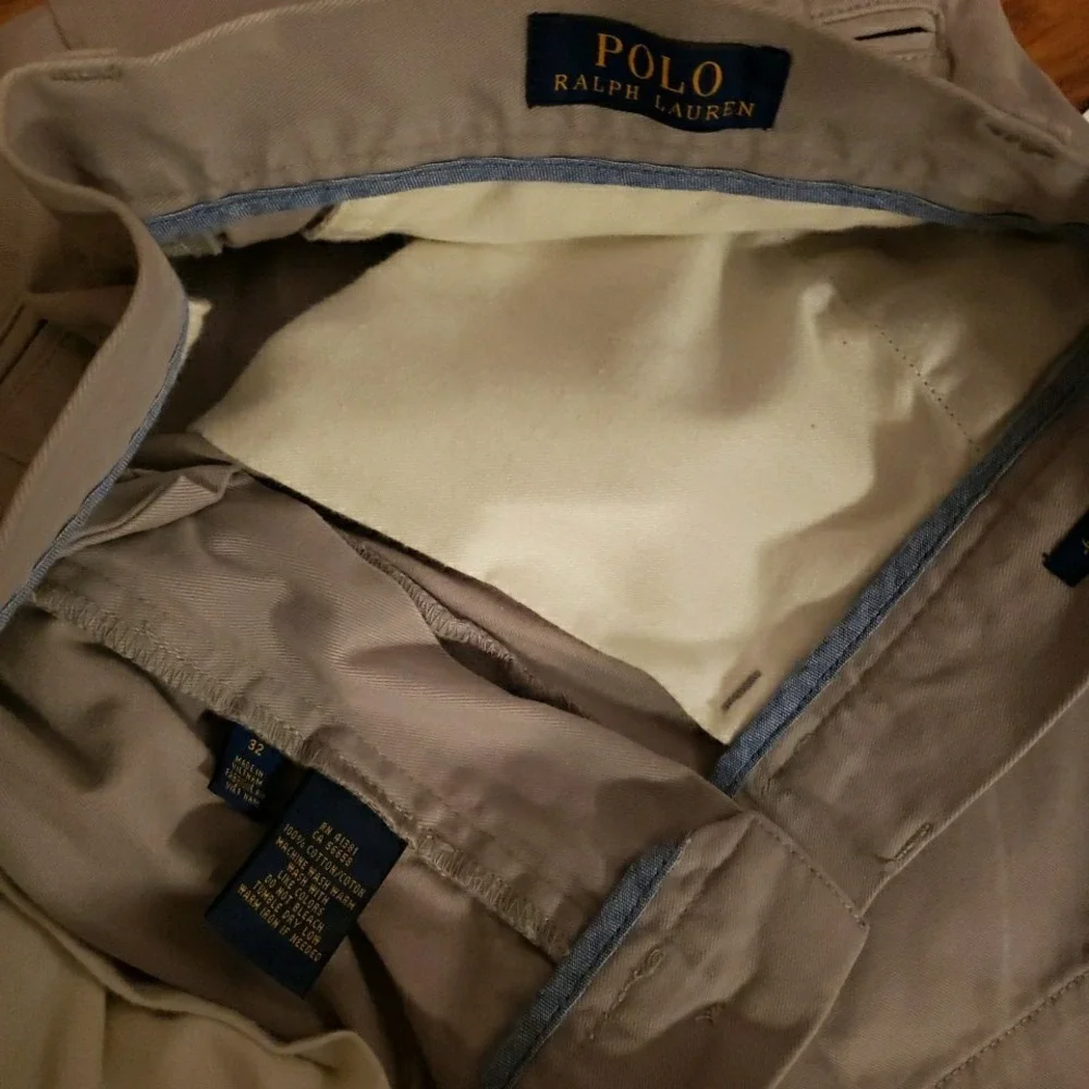 Polo Ralph‎ Lauren Mens Tan Khaki Cotton Chino Shorts Size 32 Classic Fit Twill